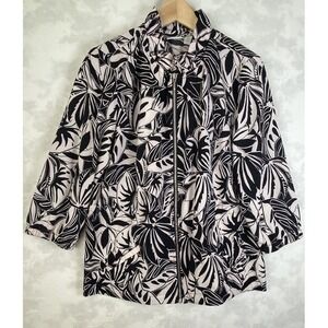 Women's Chico's Zenergy Stretch Athletic Leisure Jacket Size 2 Polynesian Print